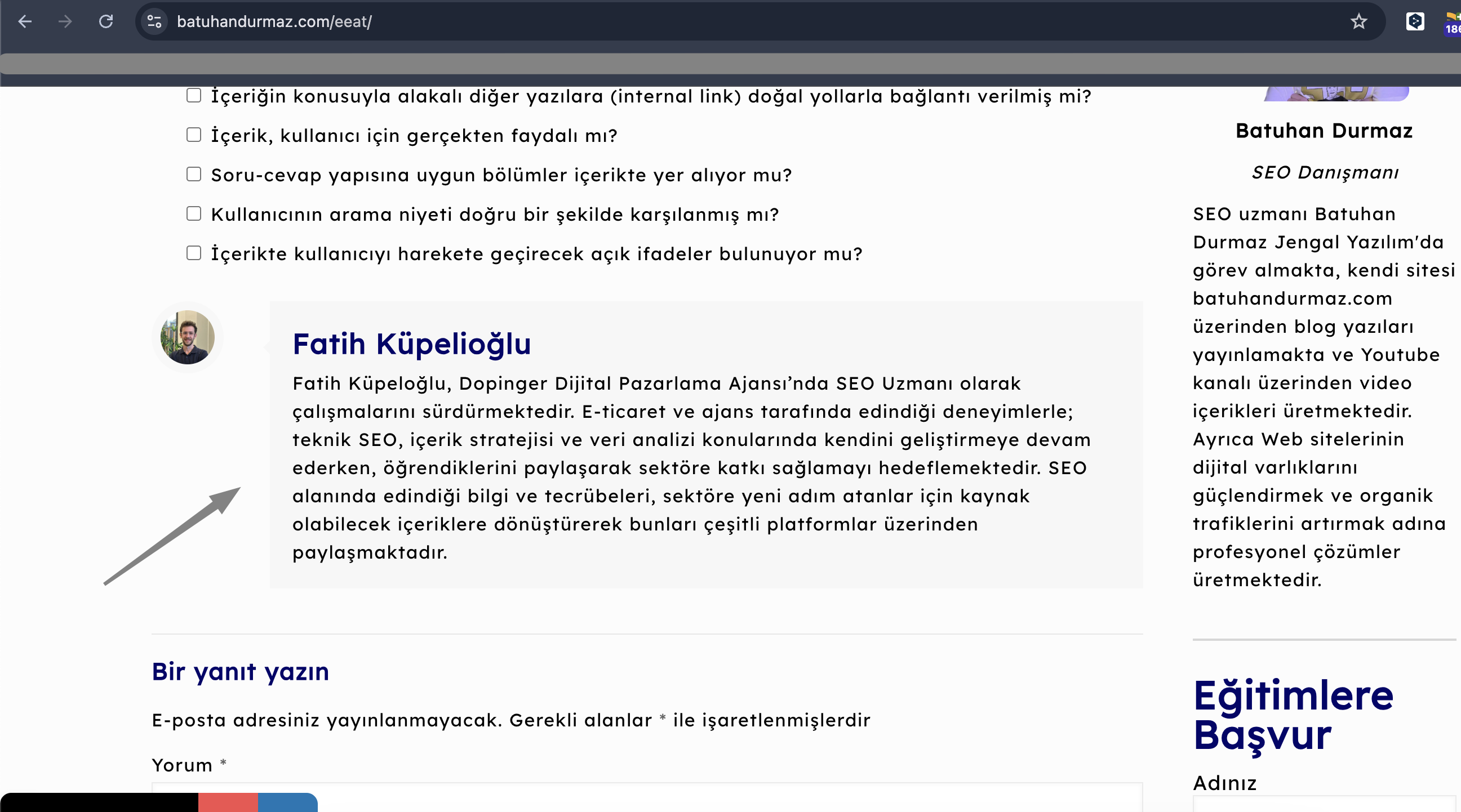 batuhandurmaz.com'da konuk yazar olarak katkıda bulunduğum bir blog yazısının ekran görüntüsü