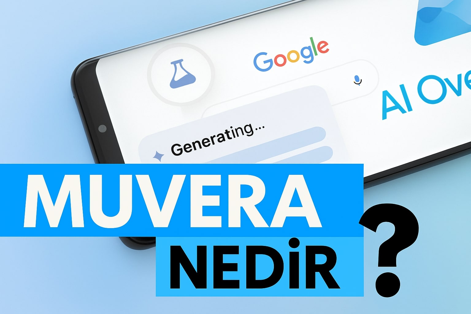 Muvera nedir? yazan Google ve arama motorlu mavi arka planlı kapak görsel